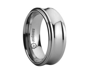 Concave tungsten carbide ring with flat edges "CUBRIMA"