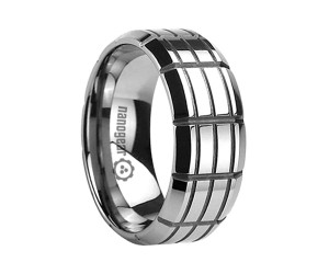 Flat tungsten carbide ring with grooves "OSTERI"